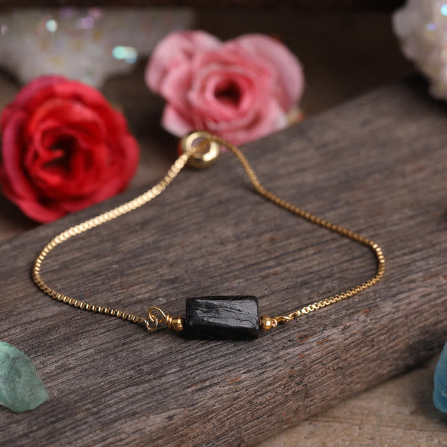 Pulsera de cadena de metal con piedras prismáticas de cristal natural de Olivenorma