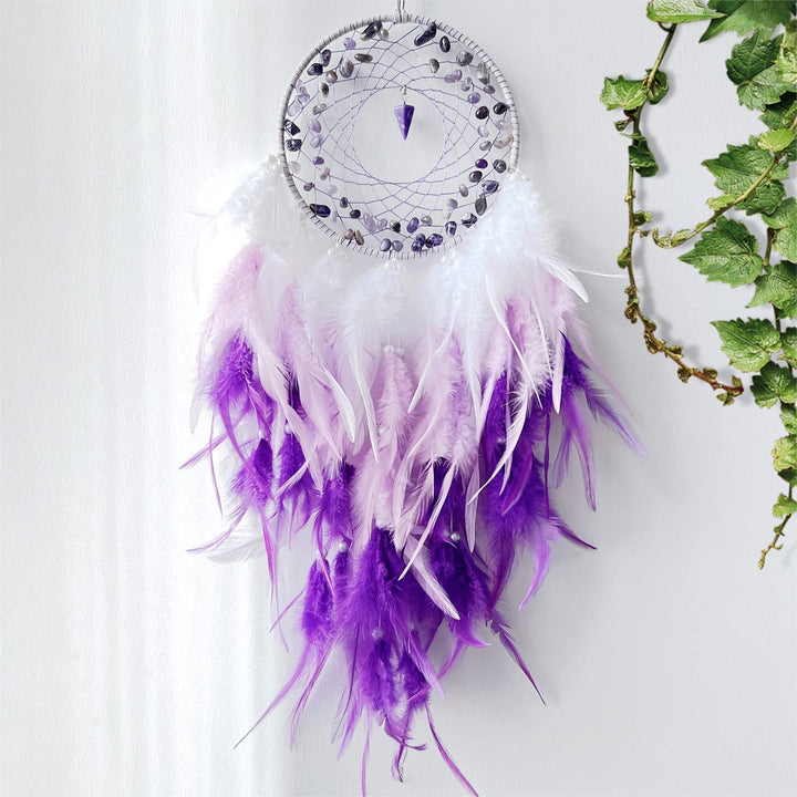 Colgante de péndulo de grava y amatista de Olivenorma Atrapasueños morado 