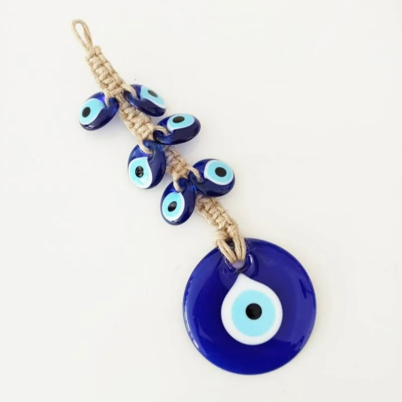 Adorno decorativo para colgar en la pared de cristal azul con forma de ojo malvado de Olivenorma