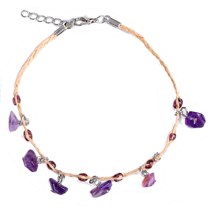 Pulsera tobillera con colgante de grava de cristal natural de Olivenorma