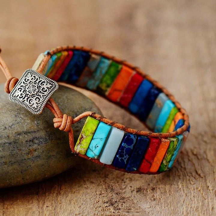 Pulsera energética de chakras con piedra del emperador Olivenorma 