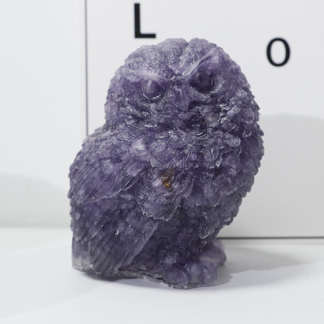 Adorno de piedra preciosa tallada en forma de búho de cristal natural de Olivenorma