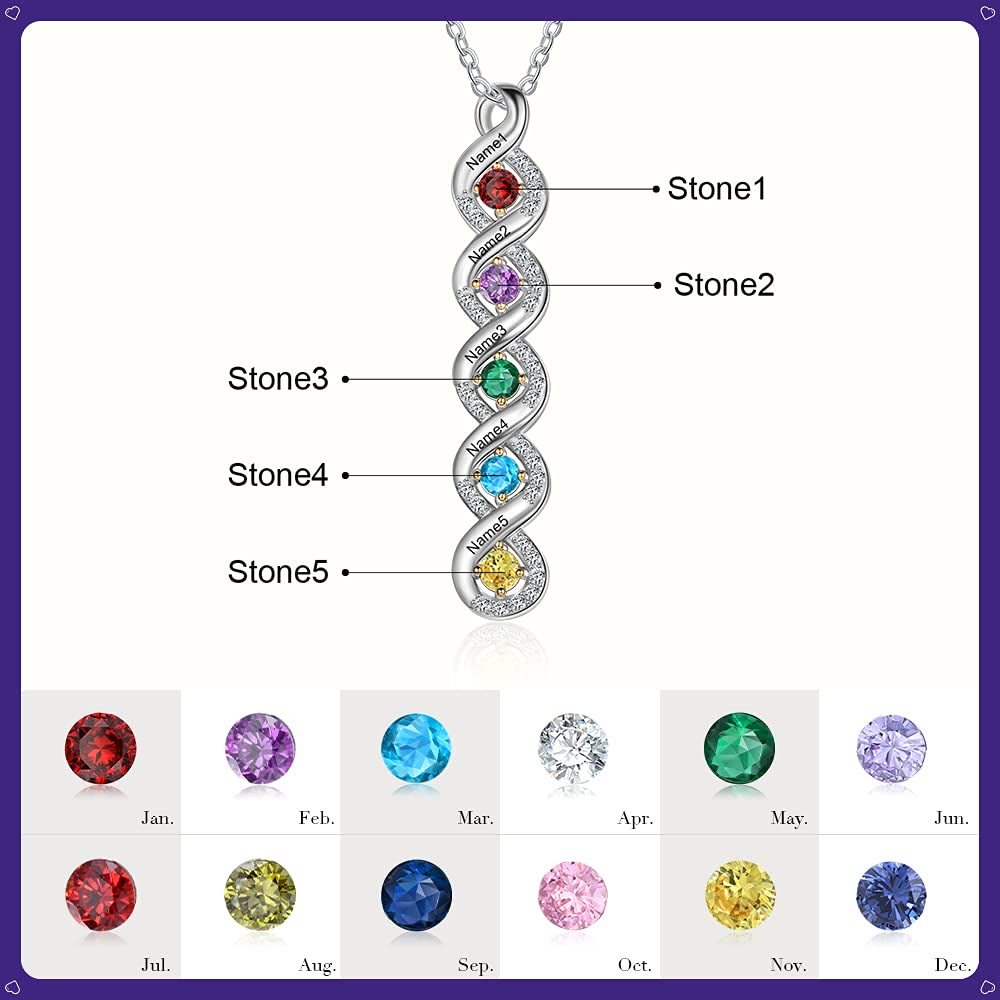 Collar con nombre grabado en piedra natal para mujer de Olivenorma