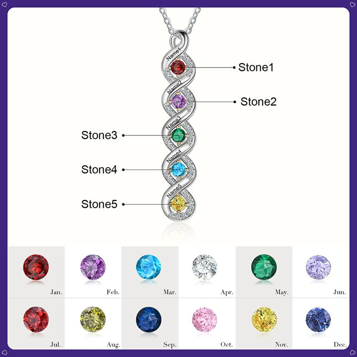 Collar con nombre grabado en piedra natal para mujer de Olivenorma