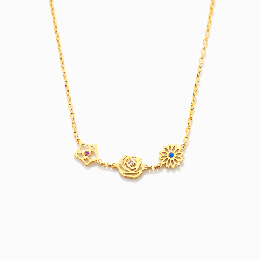 Pulsera de flores de nacimiento con piedra natal de Olivenorma 1-8 