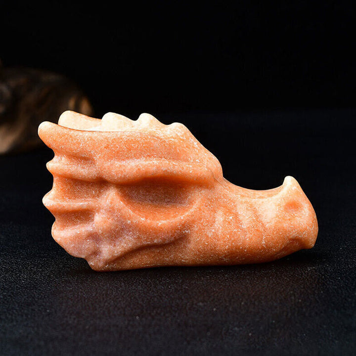 Cráneo con cabeza de dragón de 3,2 pulgadas de Olivenorma, decoración con piedras preciosas