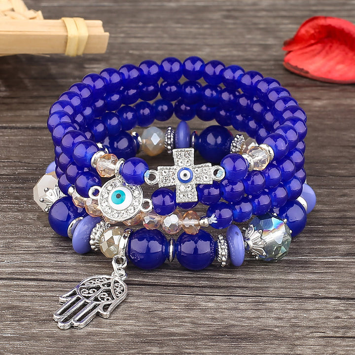 Juego de 4 pulseras de protección contra el mal de ojo Hamsa de Olivenorma 