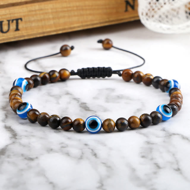 Pulsera de cuentas de ojo de tigre y ojo malvado de Olivenorma 