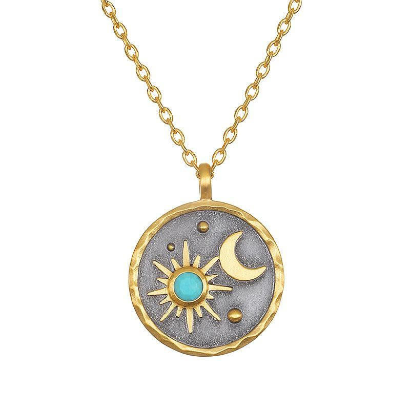 Collar con piedra natal de sol y luna "Día y noche" de Olivenorma