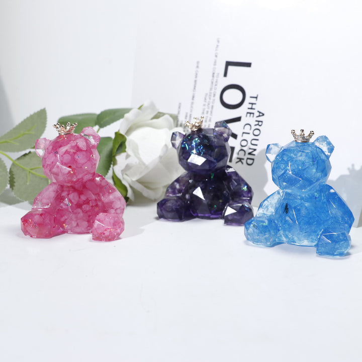 Adorno de oso de resina con grava de cristal de Olivenorma , decoración con piedras preciosas