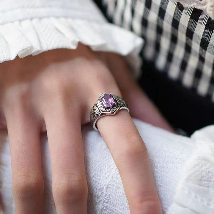 Anillo de amatista con diseño paisley de Olivenorma