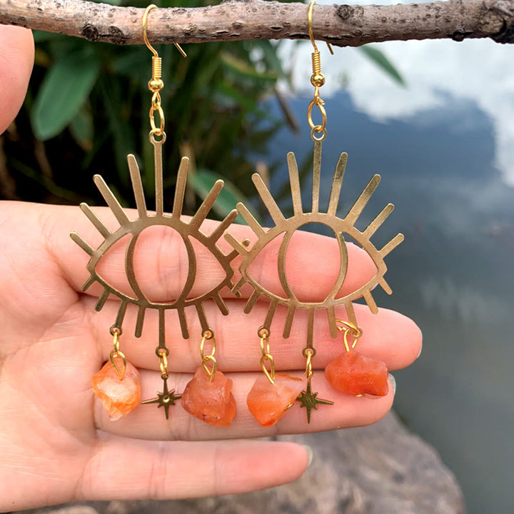 Pendientes de cristal con colgante de estrella y lágrimas de mal de ojo de Olivenorma