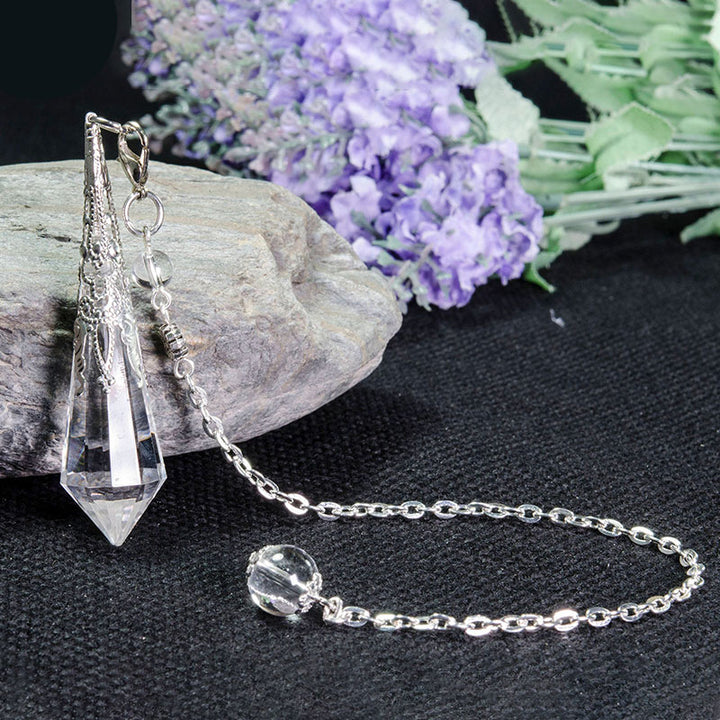 Péndulo de meditación de cristal transparente