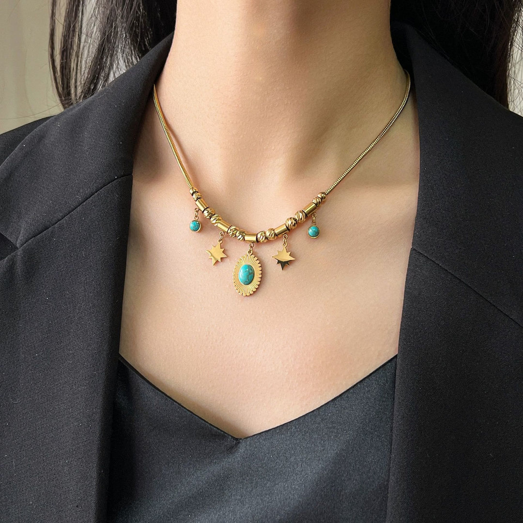 Pulsera envolvente con ojo malvado de turquesa dorada de Olivenorma