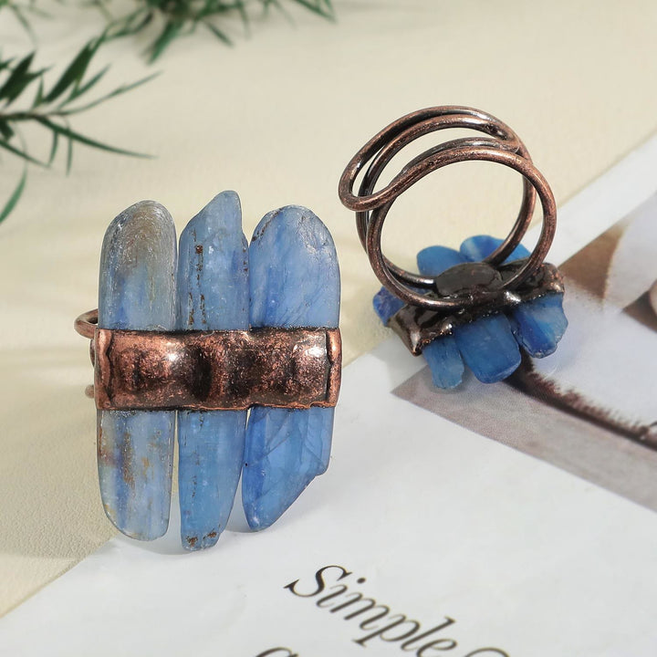 Anillo ajustable de cianita natural de Olivenorma