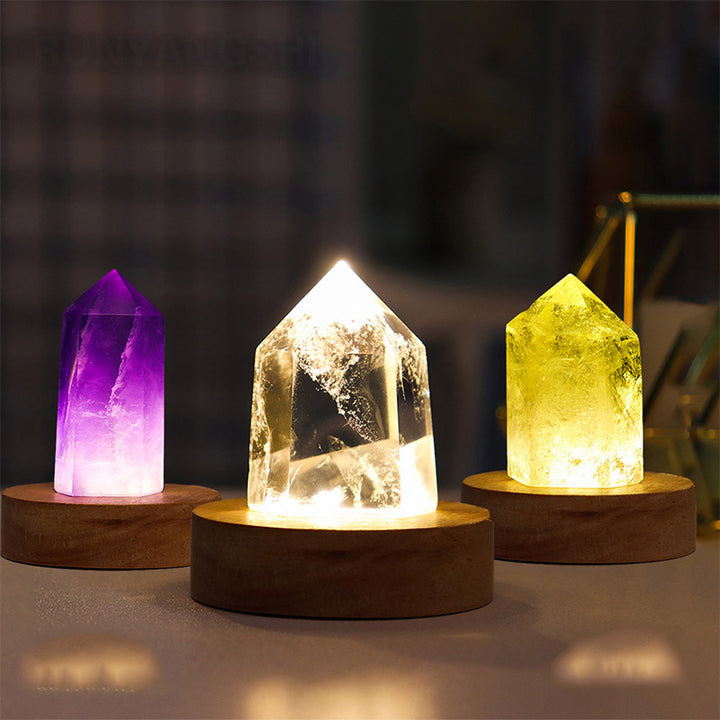 Lámpara decorativa de cristal curativo con cristales naturales de Olivenorma