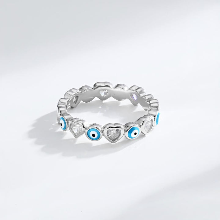 Anillo de plata de ley S925 con forma de corazón y circonita blanca de Olivenorma