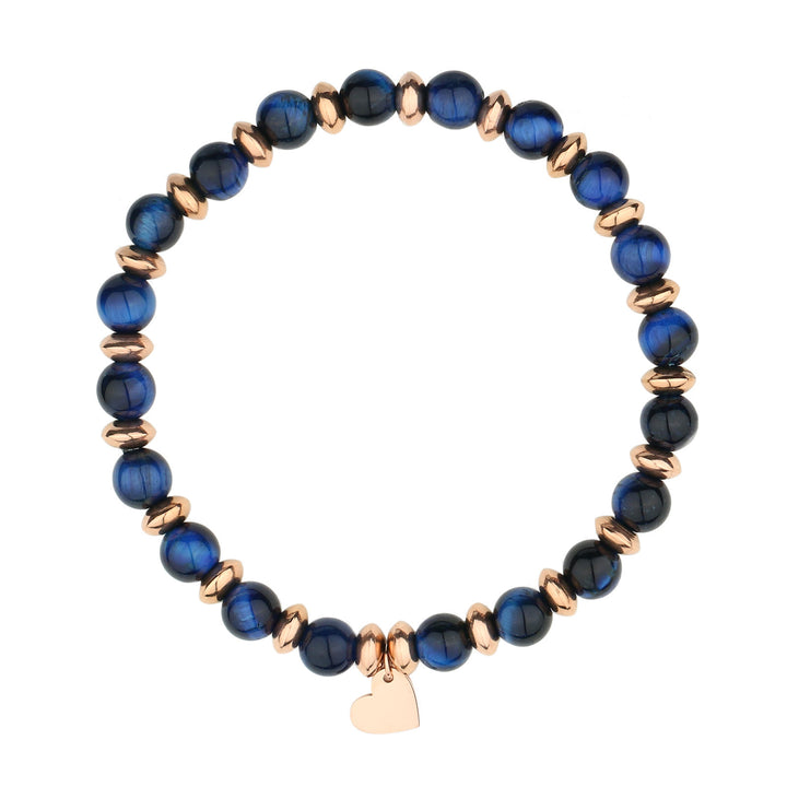 Pulsera con colgante de corazón de metal con cuentas de cristal natural de Olivenorma