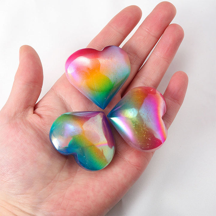 Corazones de cristal natural de fluorita.