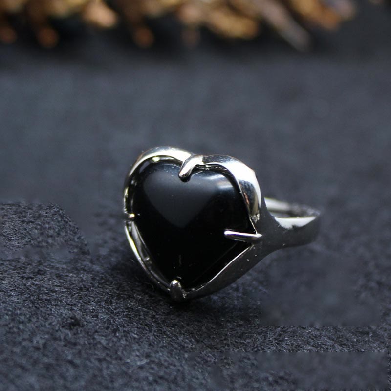 Anillo de corazón de cristal de piedra natural Olivenorma
