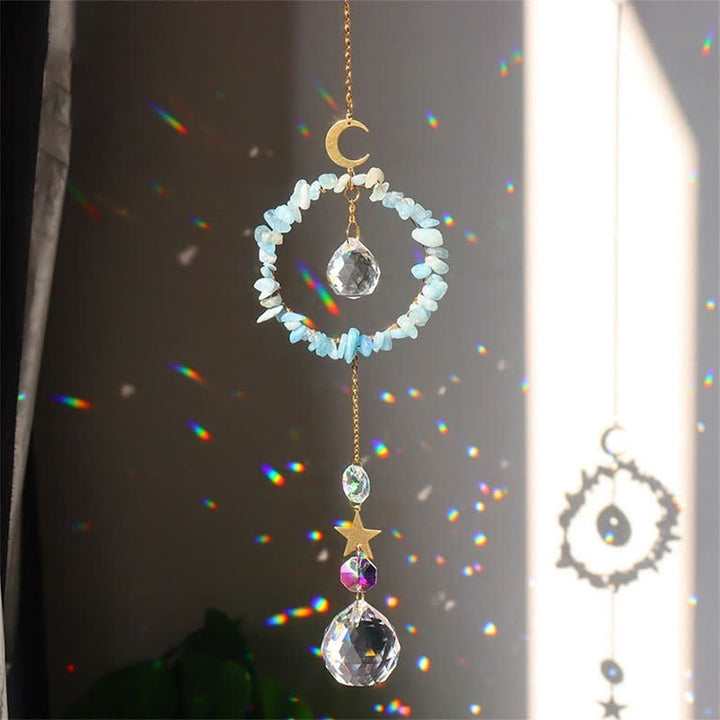Atrapasueños con curación lunar y círculo de cristal de Olivenorma