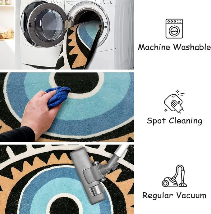 Alfombra antideslizante lavable para baño con diseño de ojo malvado negro de Olivenorma 