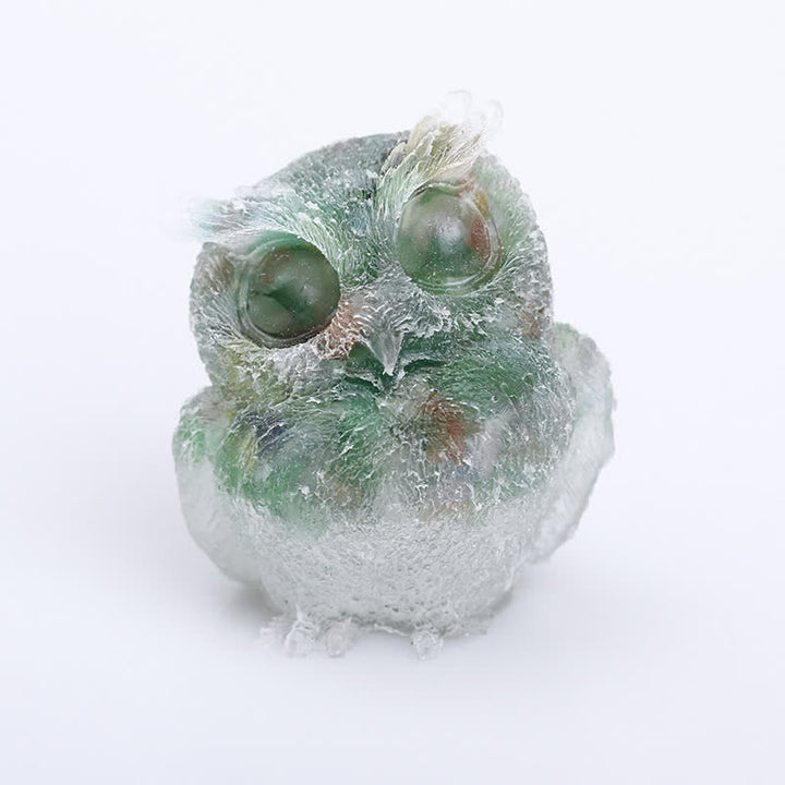 Adorno de piedra preciosa con forma de búho de resina de cristal natural de Olivenorma