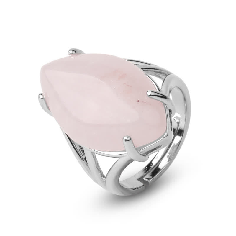 Anillo ajustable con forma de semilla de melón y amatista de Olivenorma