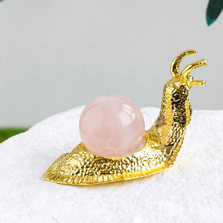 Soporte para bolas de cristal natural de Olivenorma, pequeño caracol decorativo con piedras preciosas