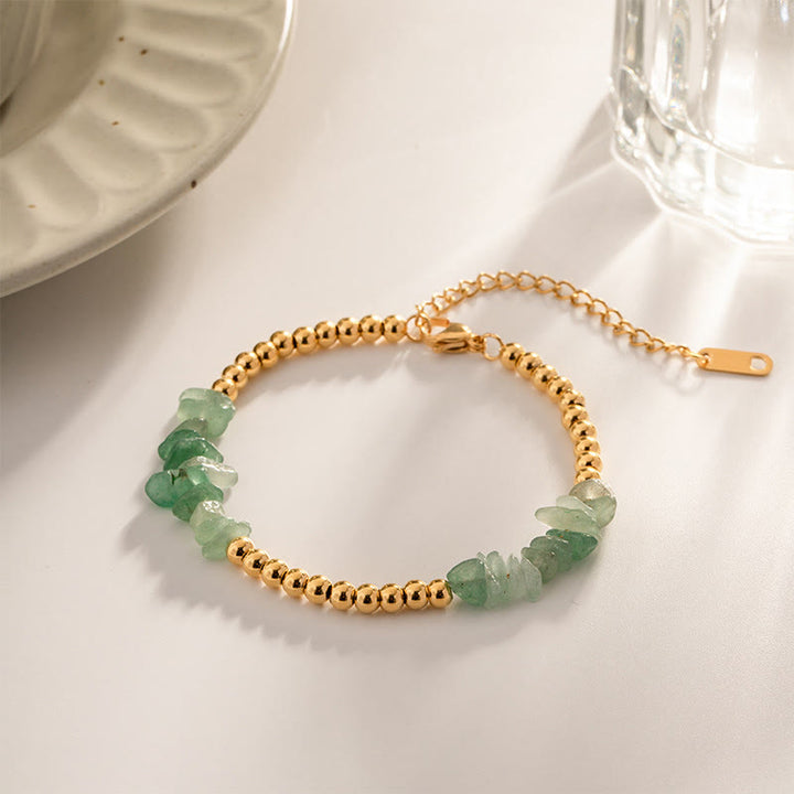 Pulsera de cuentas de oro con cristales triturados naturales de Olivenorma