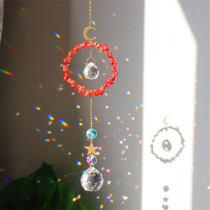 Atrapasueños con curación lunar y círculo de cristal de Olivenorma