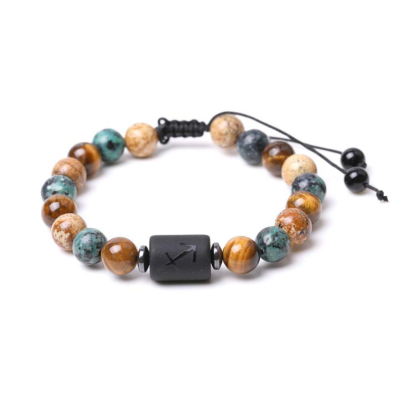 Pulsera con imagen de ojo de tigre y jaspe del zodiaco