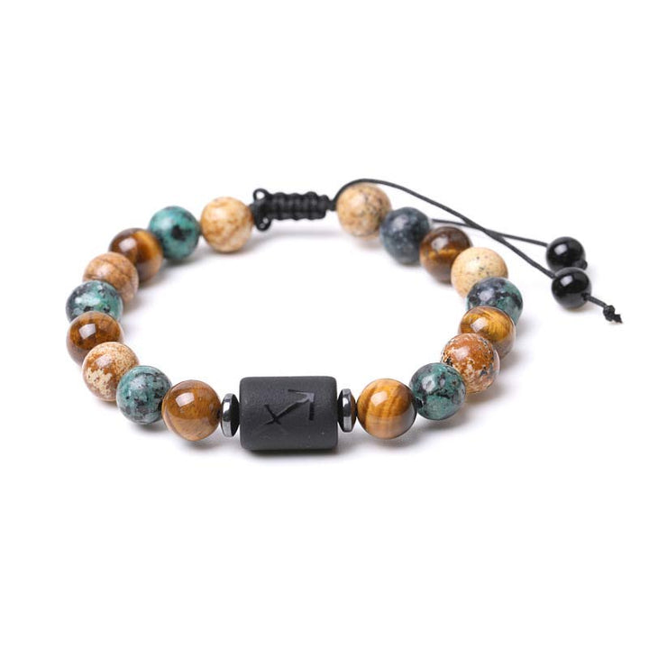 Pulsera con imagen de ojo de tigre y jaspe del zodiaco