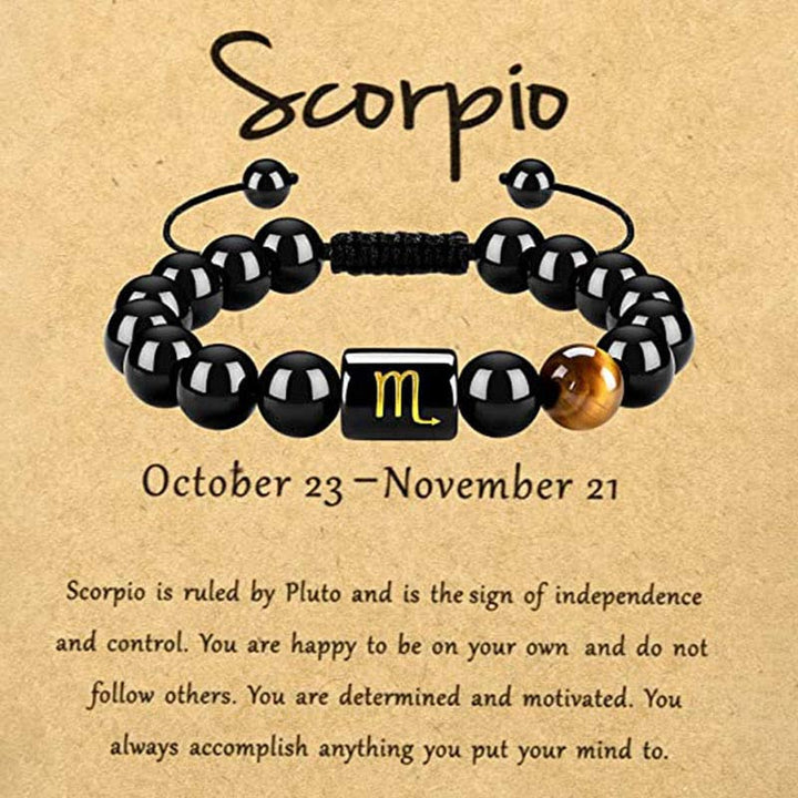 Pulsera del zodíaco de obsidiana y ojo de tigre de Olivenorma