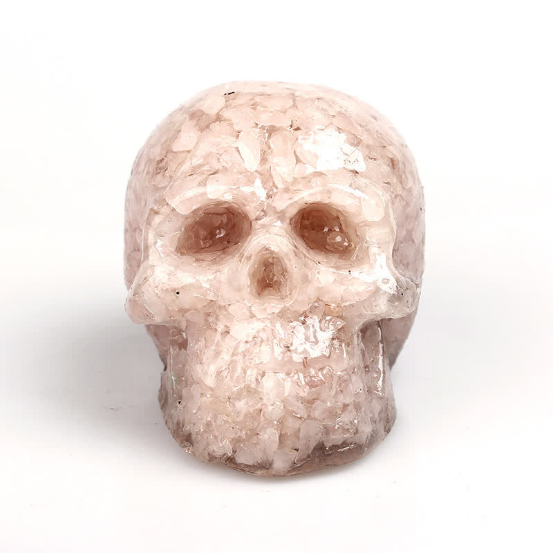Decoración con piedras preciosas y calavera de cristal natural de Olivenorma