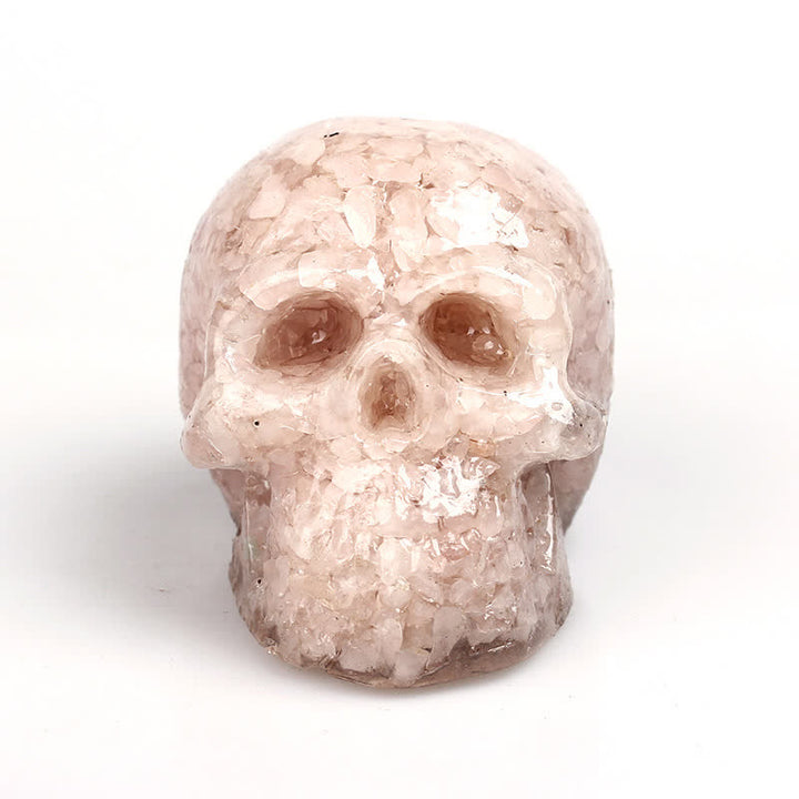 Decoración con piedras preciosas y calavera de cristal natural de Olivenorma