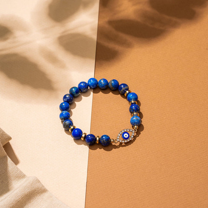Pulsera de cuentas de lapislázuli con protección energética y del estado de ánimo de Olivenorma