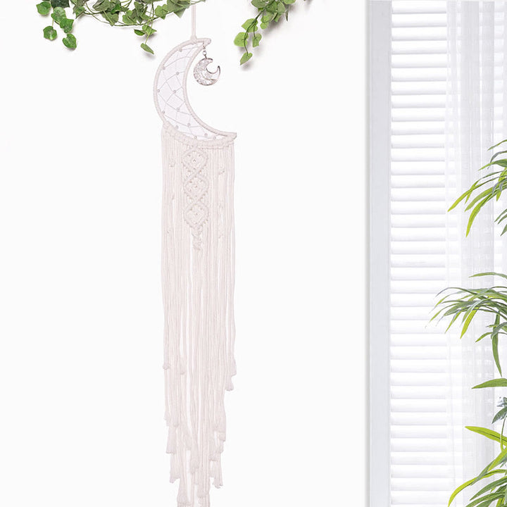 Atrapasueños de cuerda de algodón trenzada con forma de árbol de la vida de cristal de Olivenorma