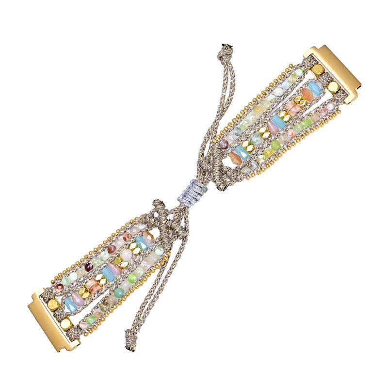 Pulsera Samsung con correa trenzada gris y cuentas de cristal de Olivenorma