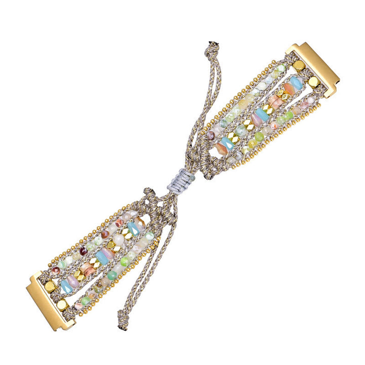 Pulsera Samsung con correa trenzada gris y cuentas de cristal de Olivenorma