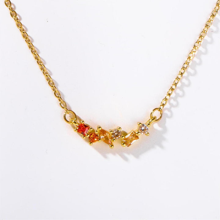 Collar de oro bañado en cobre con colgante de cuentas de piedra natal múltiple de Olivenorma