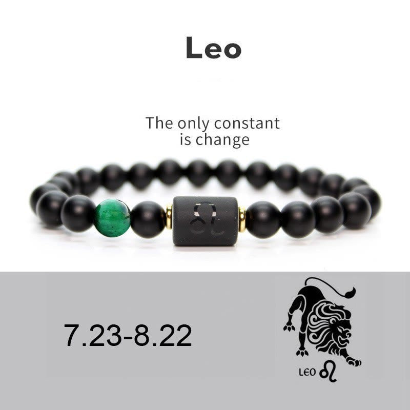 Pulsera de hombre con ónix negro natural del zodiaco de Olivenorma 