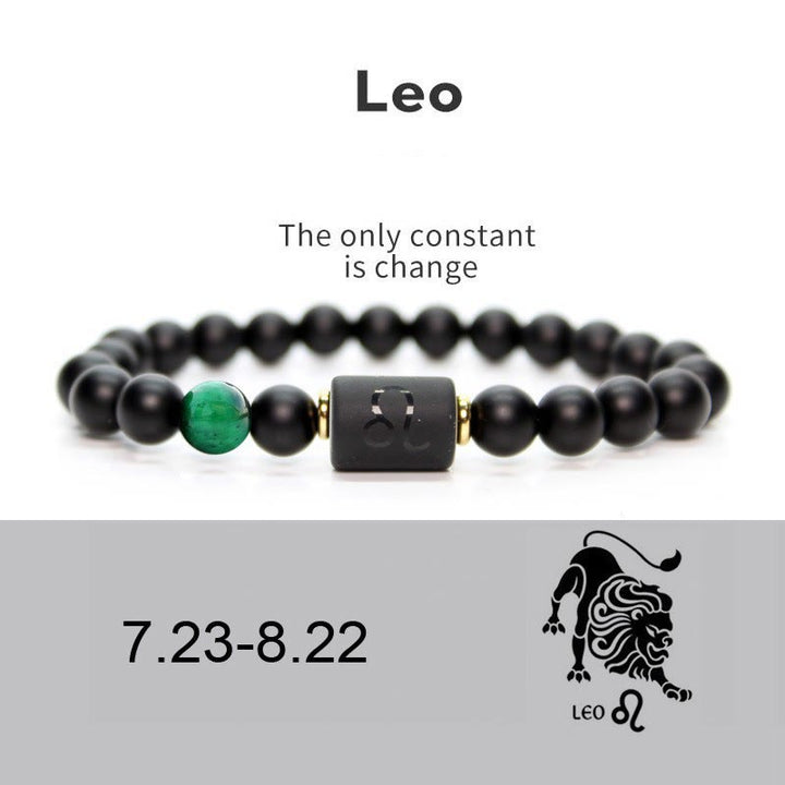 Pulsera de hombre con ónix negro natural del zodiaco de Olivenorma 