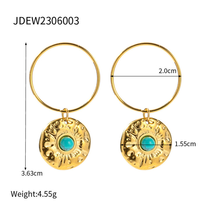 Pendientes de acero y titanio dorados con turquesa y sodalita de Olivenorma