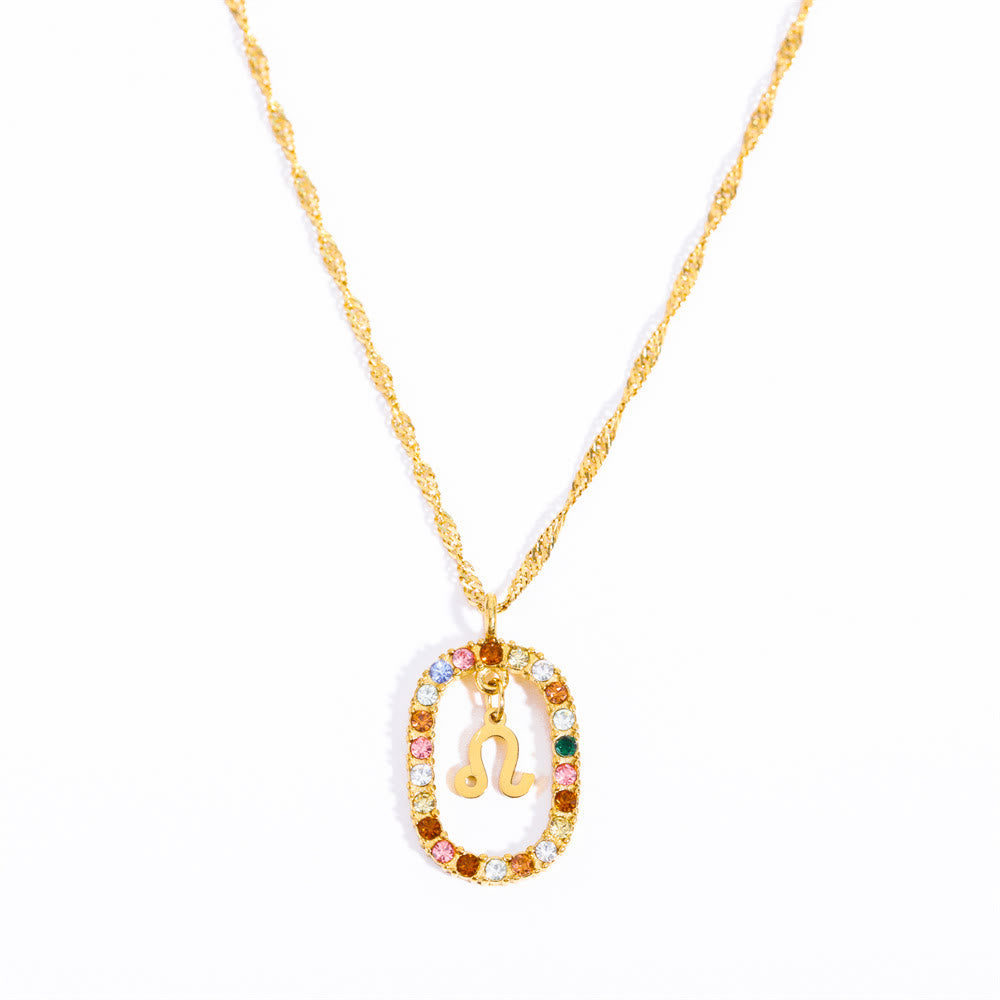 Collar con constelación del zodiaco ovalada calada con circonitas de Olivenorma 