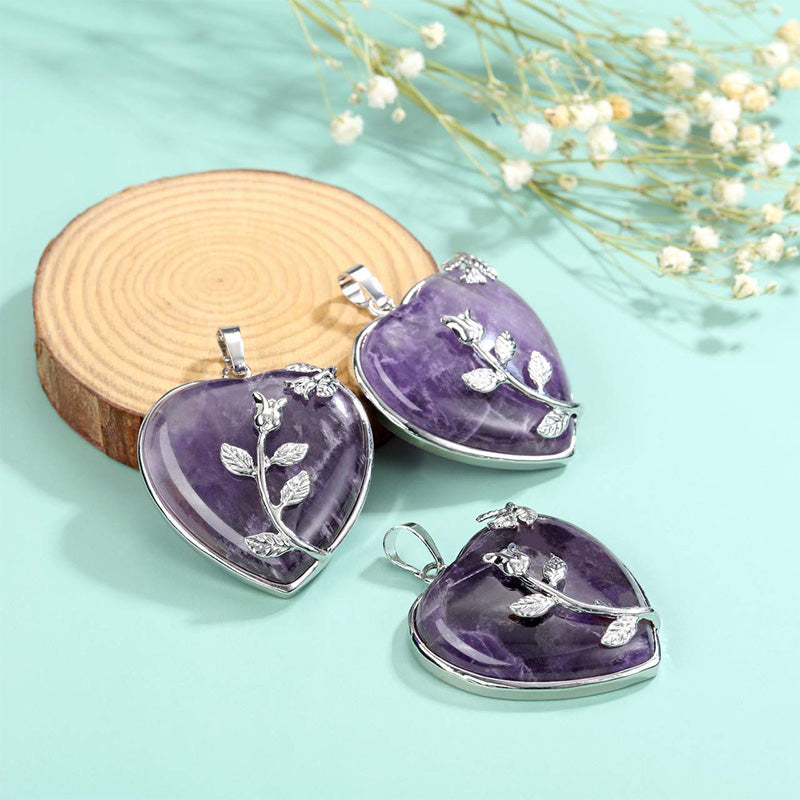 Collar de piedras preciosas rosas en forma de corazón de Olivenorma