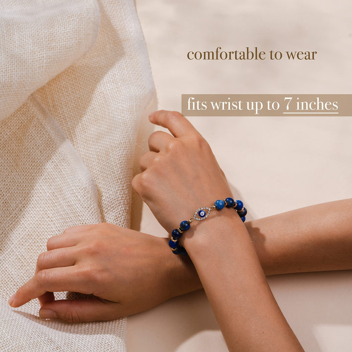 Pulsera de cuentas de lapislázuli con protección energética y del estado de ánimo de Olivenorma