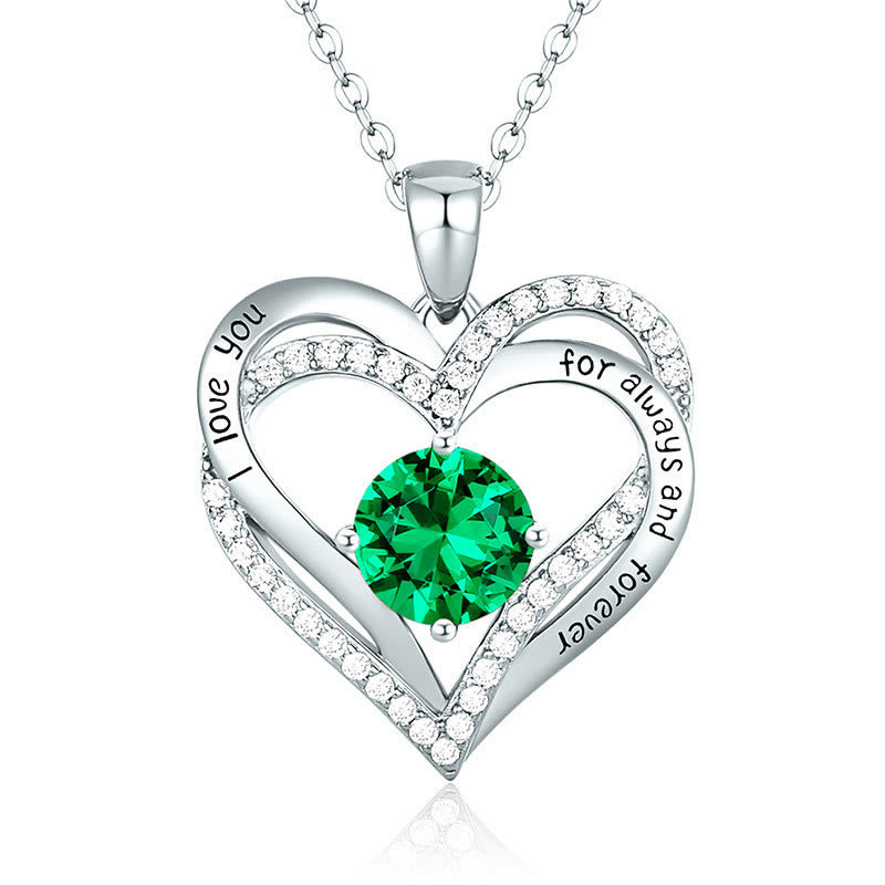 Olivenorma "Te amo por siempre y para siempre" - Collar de corazón en tono de nacimiento 