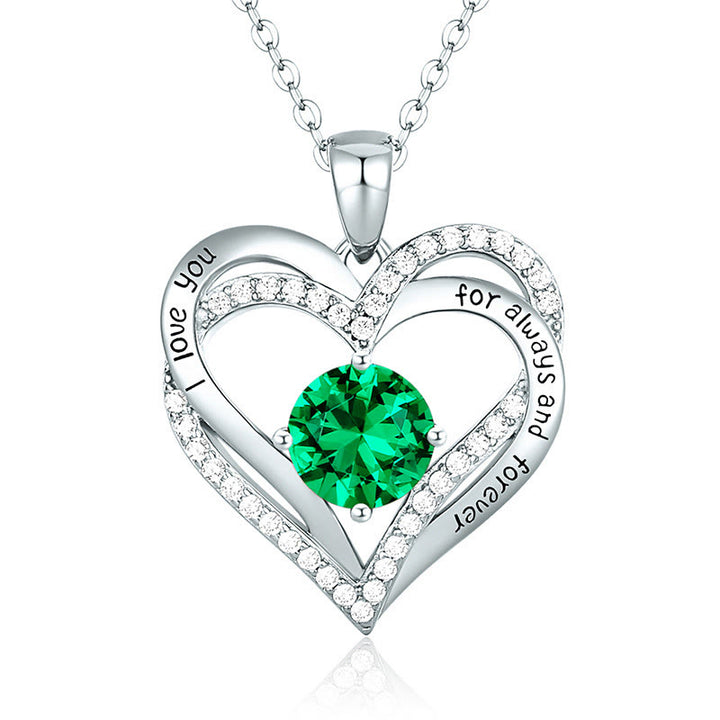 Olivenorma "Te amo por siempre y para siempre" - Collar de corazón en tono de nacimiento 