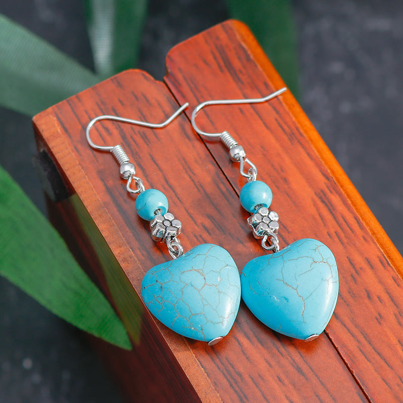 Pendientes colgantes con forma de corazón de turquesa de Olivenorma
